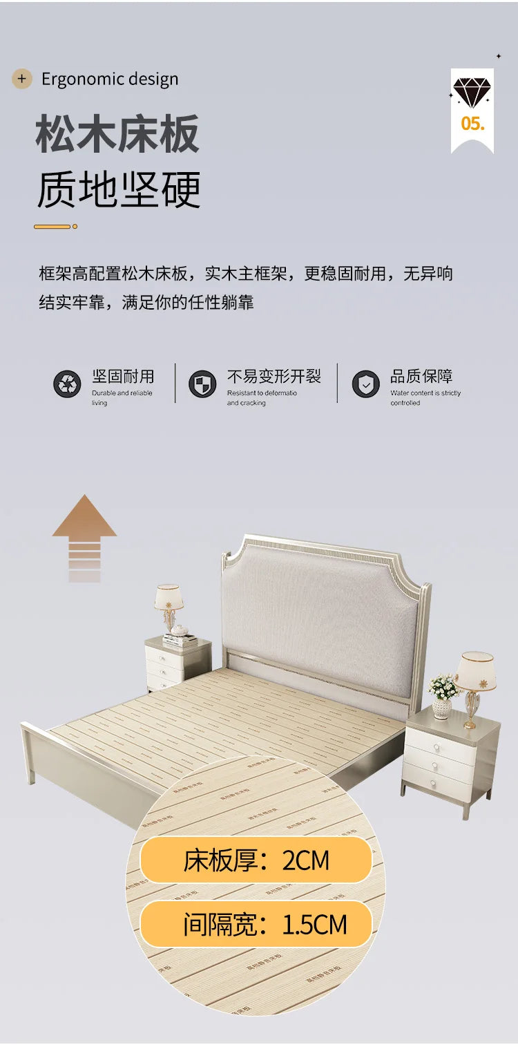 European Minimalist Waterproof Bed Frame with Headboard