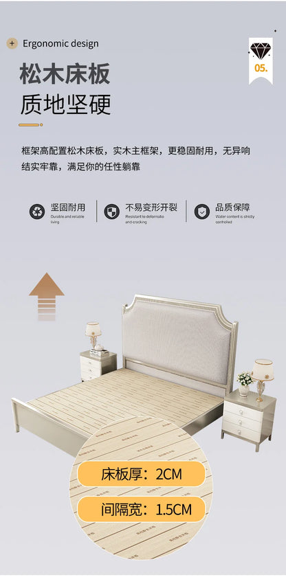 European Minimalist Waterproof Bed Frame with Headboard