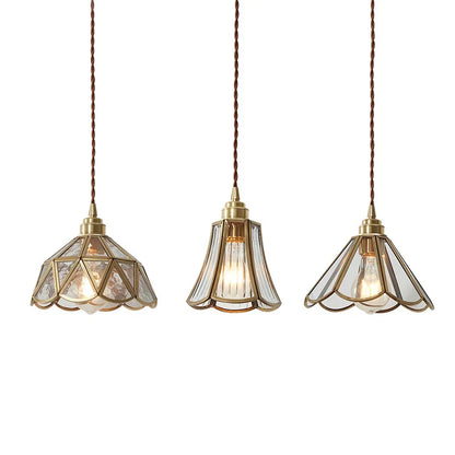 Retro Brass Glass Pendant Light