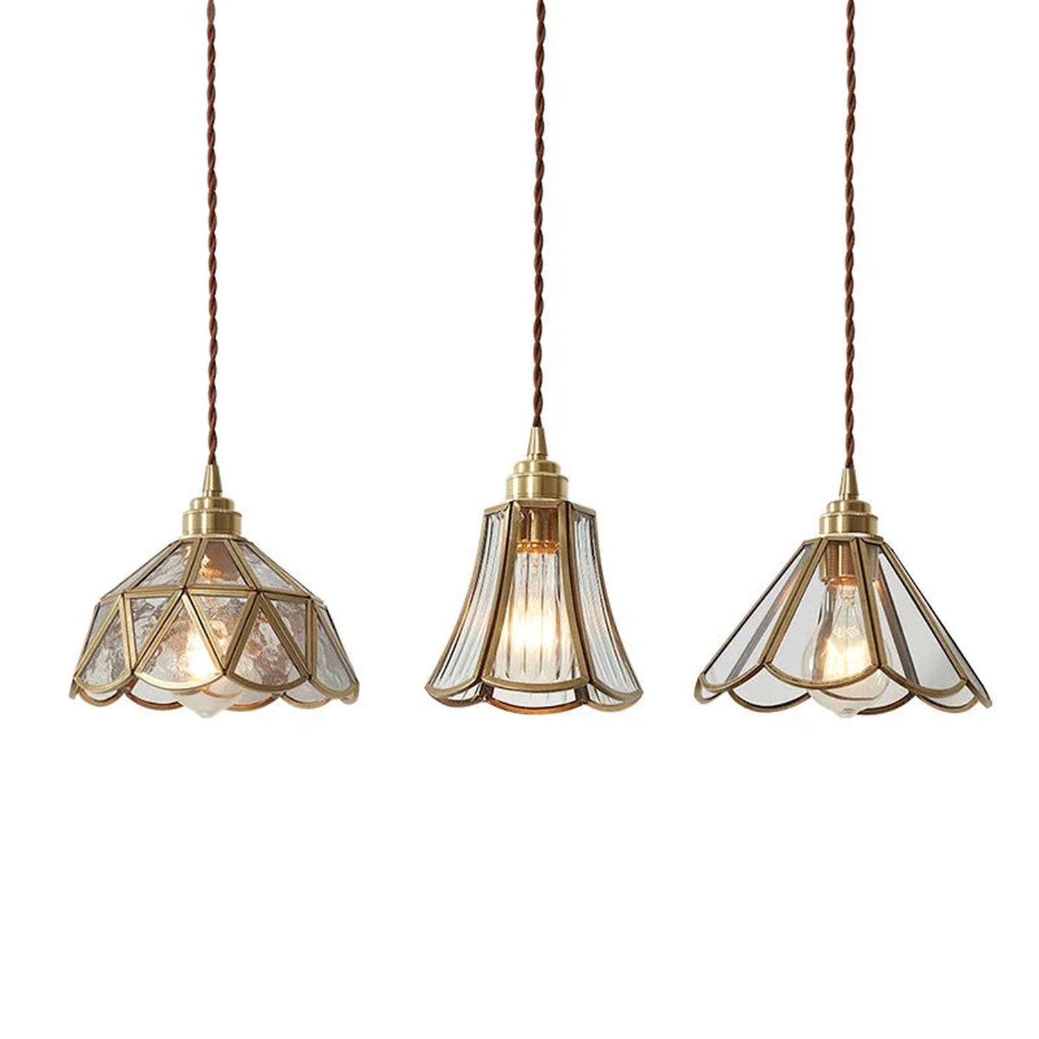 Retro Brass Glass Pendant Light