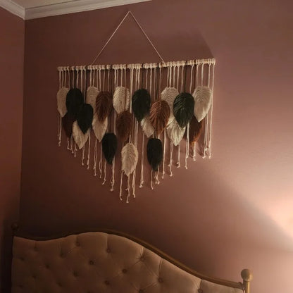 The Boho Wall — Macrame Leaf &amp; Feather Tapestry
