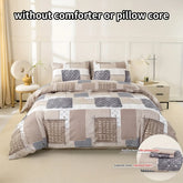 Boho Patchwork Duvet Cover Set, Beige Grey Geometric Bedding Set, Farmhouse Soft Bed Cover with Pillowcases, Twin Full Queen King Breathable and Ultra-Soft, Suitable for All Seasons, Includes 1 Duvet Cover and 1-2 Pillowcases Jonine&
