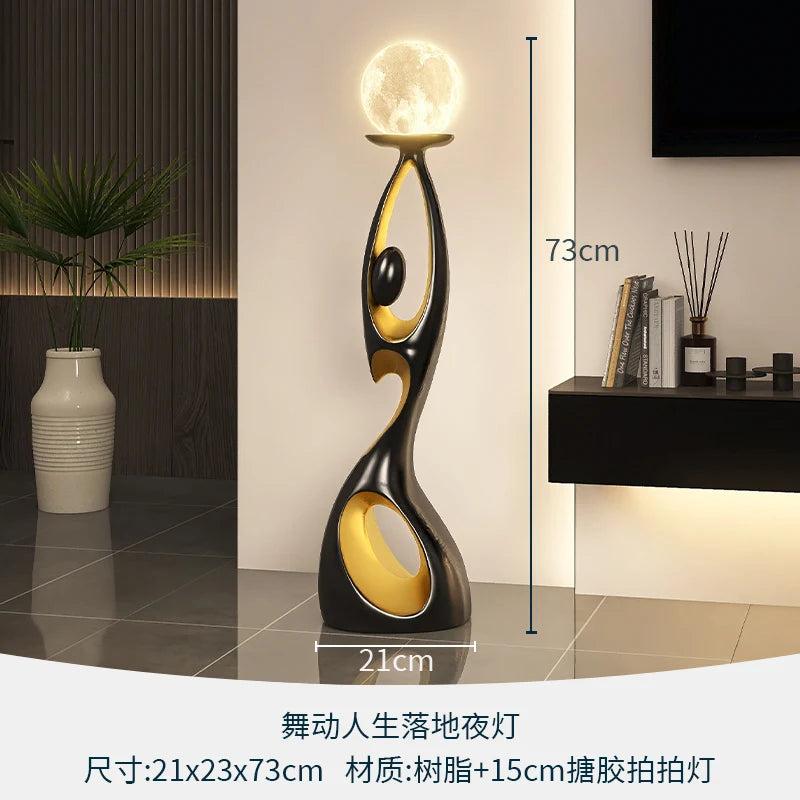 Movement Frozen in Time — Resin Floor Sculpture with Ambient Light