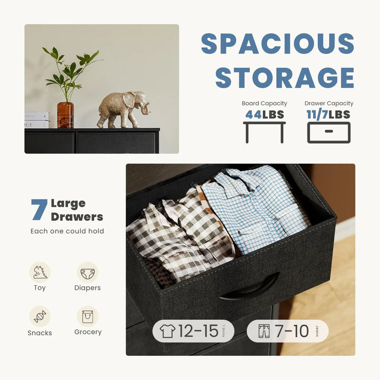 JHK Desser For Bedroom With 7 Fabric Drawers Organizer Storage Closet Chest Clothes For Living Room Display Cabinet Of Furniture Jonine&