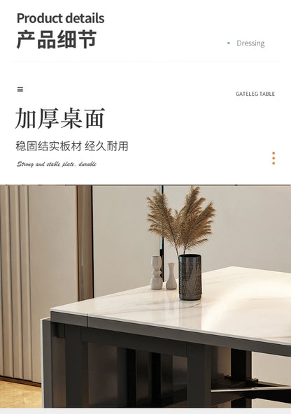 Extendable Dark Luxury Dining Table — Space-Saving with Casters