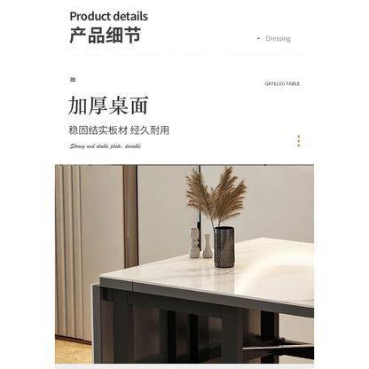 Extendable Dark Luxury Dining Table — Space-Saving with Casters