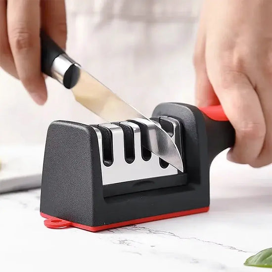 4-Stage Kitchen Knife Sharpener Tungsten Steel/Ceramic Sharpening System Handheld Sharpeners with Non Slip Base Kitchen Knives Jonine&