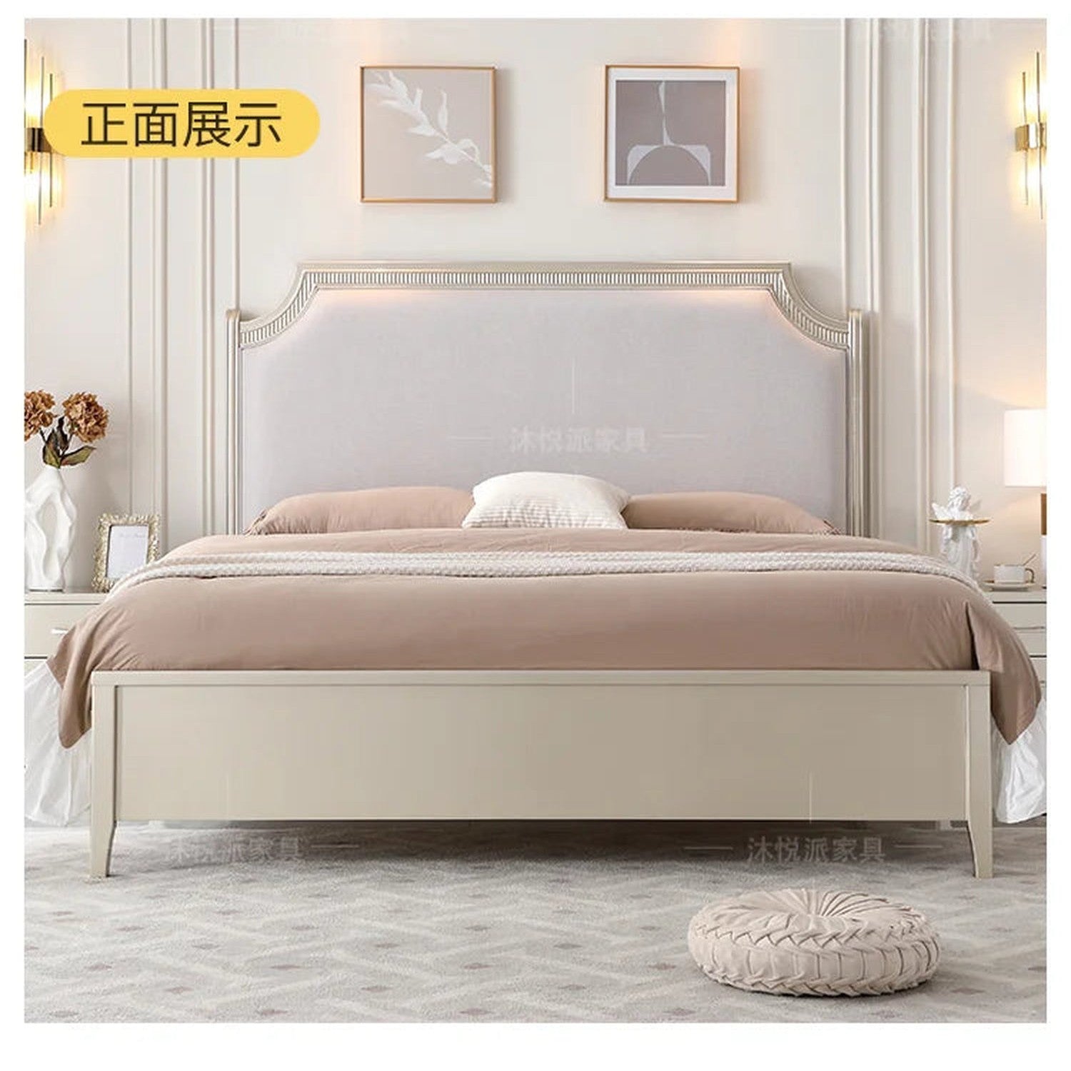 European Minimalist Waterproof Bed Frame with Headboard
