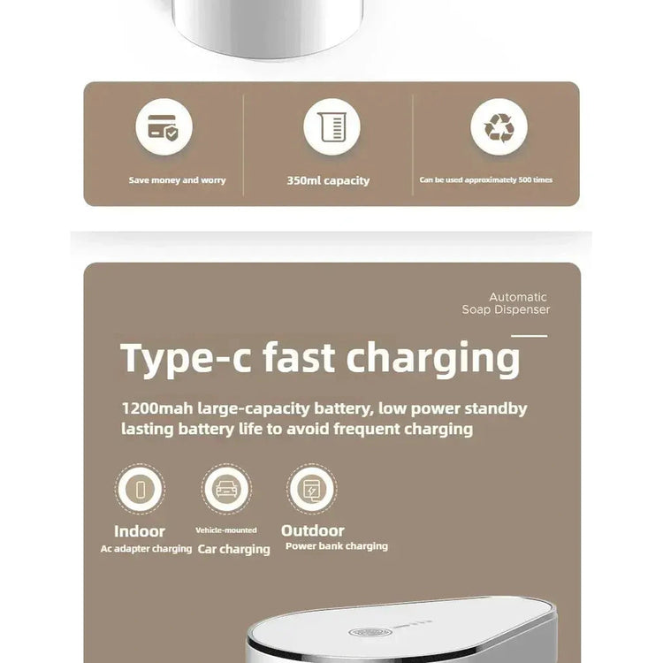 New Bathroom Automatic Sensing Soap Dispenser Type C Multiple Levels Contactless Electric Frother Charging Wall Mounted Vertical Jonine’s Corner