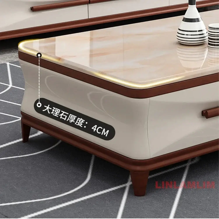 Linlamlim Luxury Living Room Set – Marble & Wood Accents