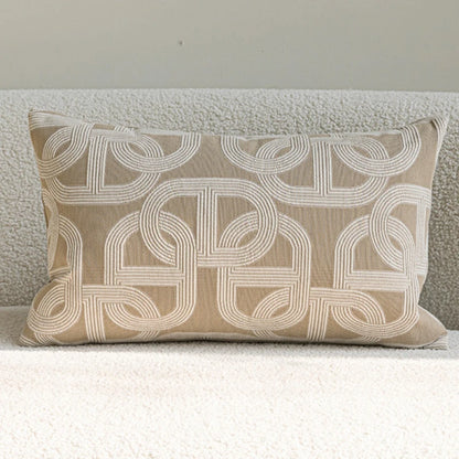 French Cream Jacquard Lumbar Pillow Cover — Embroidered Cushion Cover 12×20in
