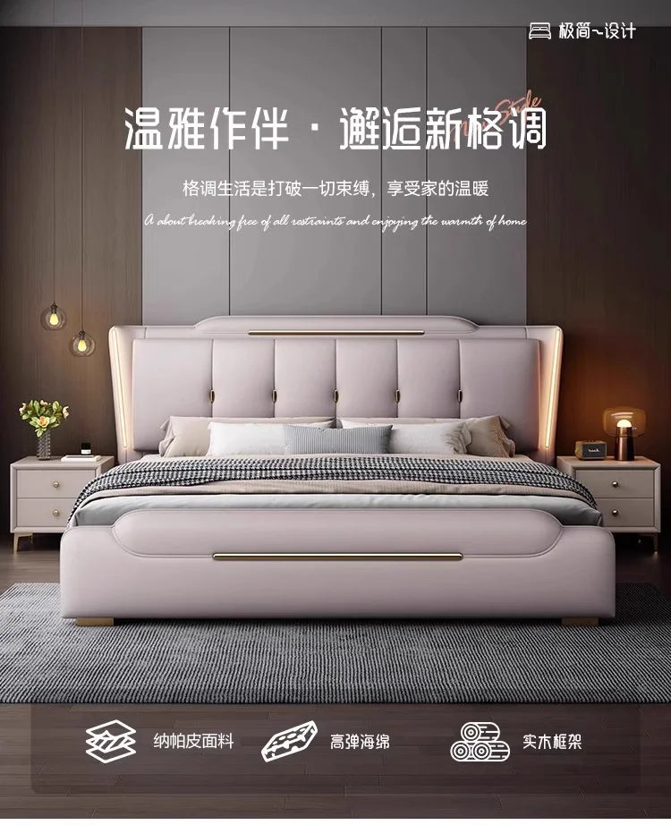 French King Upholstered Bed — Double Lounge Bedroom Frame