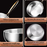 316 Stainless Steel Frying Pan Deepened Wok Non-Stick Skillets Steak Gas Stove Induction Cooker Universal Pan Kitchen Cookware Jonine&
