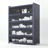 Tier Steel Kitchen Storage Cart showcasing organized kitchenware and appliances across five spacious tiers