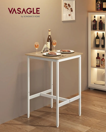 Counter-Height Industrial Bar Table – 47" Black Oak, Metal Frame