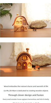 Nordic Style Wooden House Ornaments Miniature Landscape Creative Cute Gifts Home Decor Wooden Building Desktop Decorations Jonine&