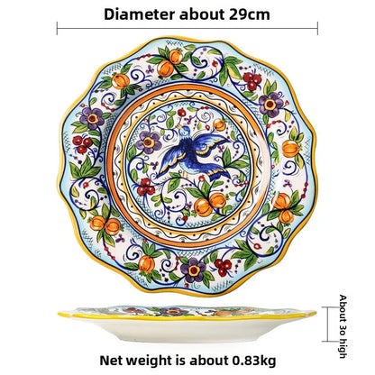Hand-Painted Ceramic Steak Plate — Irregular Western Dinnerware