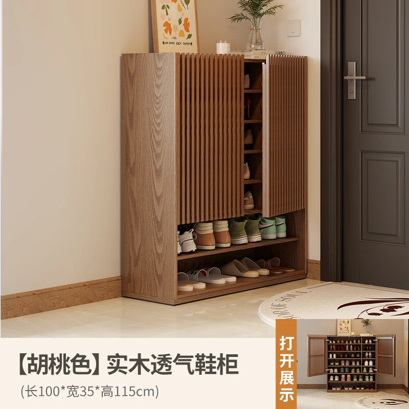 Vintage Luxury Wood Shoe Rack — Space-Saving Entryway Storage