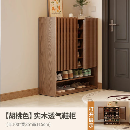 Vintage Luxury Wood Shoe Rack — Space-Saving Entryway Storage