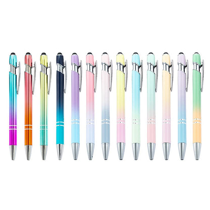 20-200Pcs Gradient Metal Ballpoint Pens with Stylus Tip Free Custom Logo Ballpens for Corporate Gifts & Wedding Favors