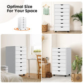 JHK 7 Drawer Chest Dressers Nightstand Storage Cabinet Wooden File Office Mobile Cabinet Wheels Living Room Organizer Rolling Jonine&