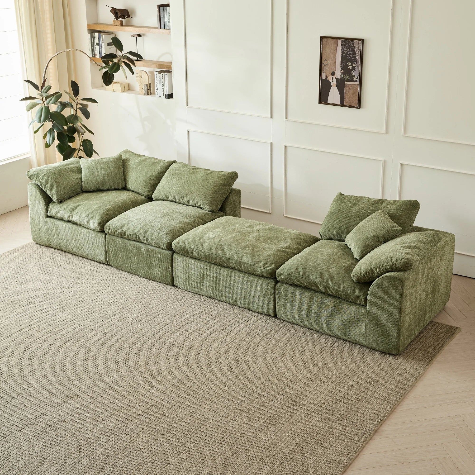 The Cloud Sofa — 109" Oversized L-Shaped Chenille Sectional with Ottoman