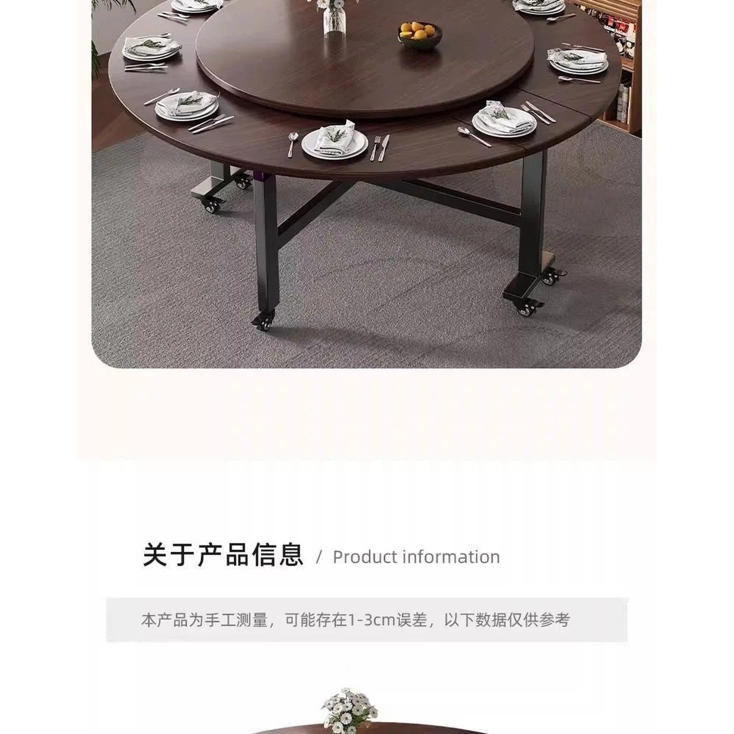 Round Foldable Dining Table — 100 &amp; 120cm