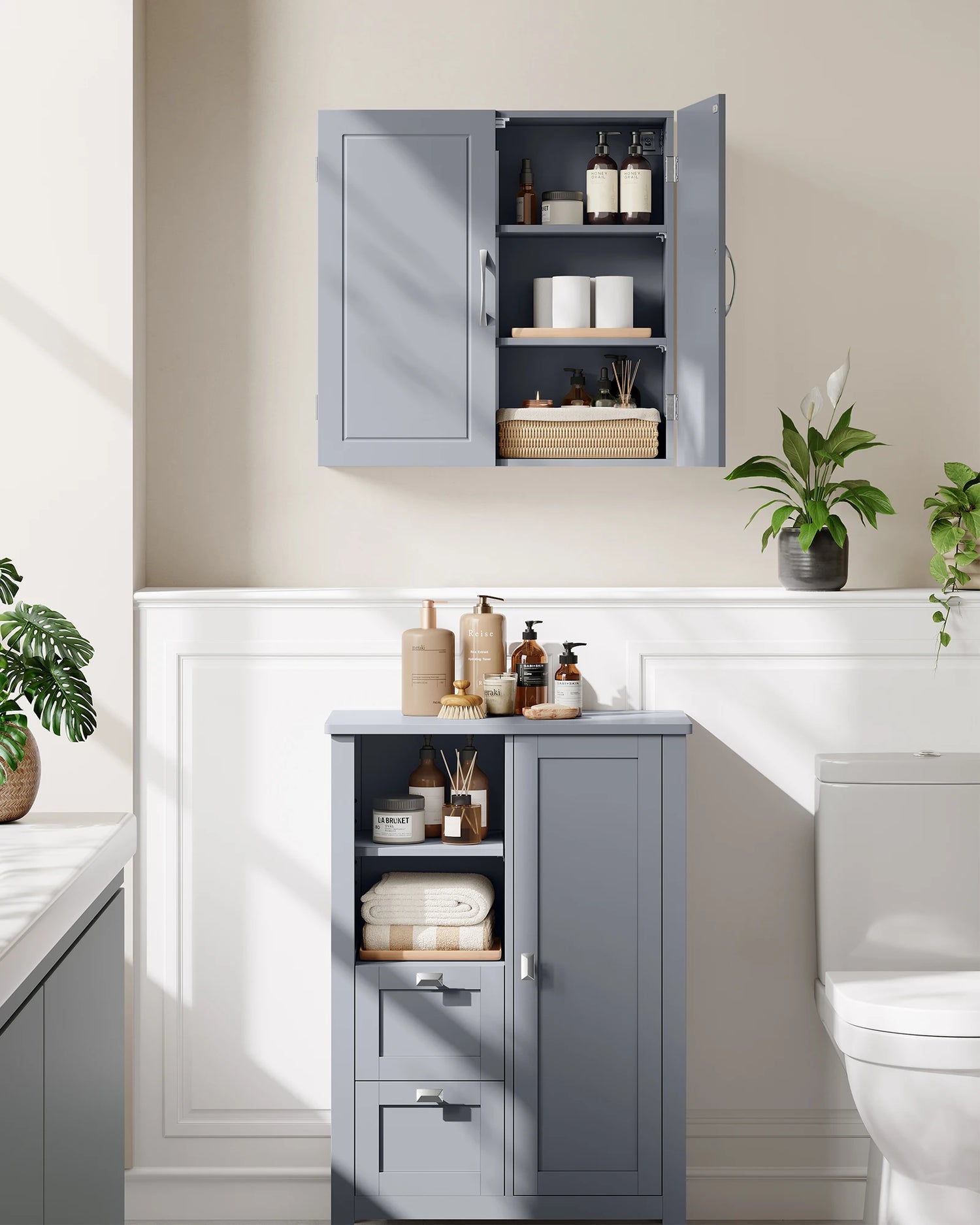 VASAGLE Bathroom Wall Cabinet — Wall-Mounted Storage with Adjustable Shelves