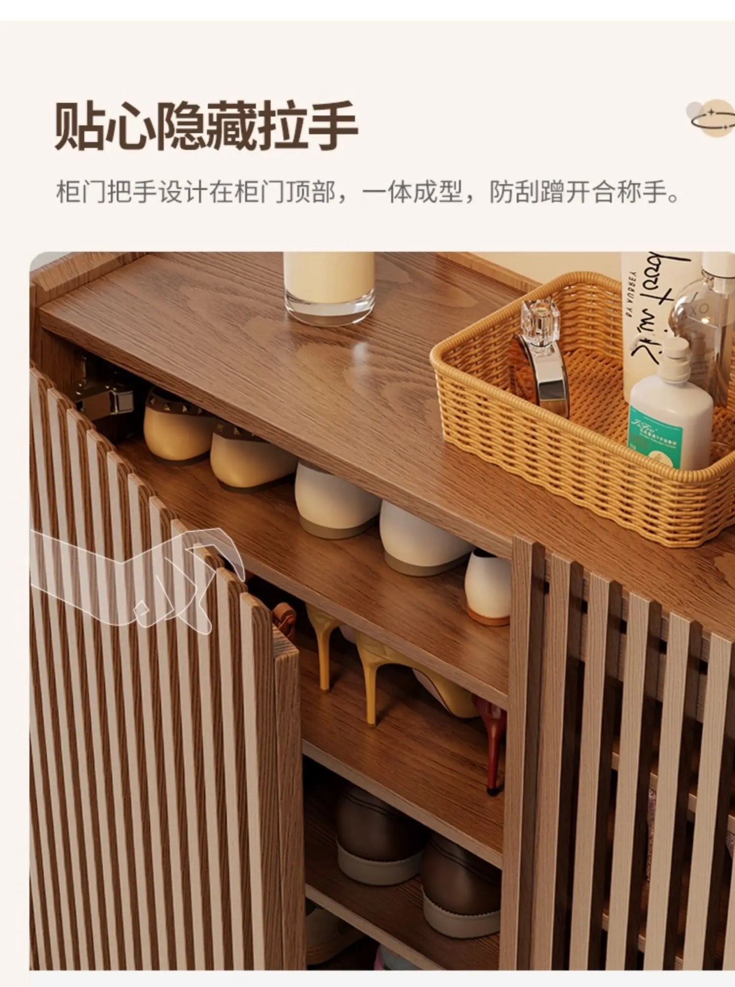 Vintage Luxury Wood Shoe Rack — Space-Saving Entryway Storage