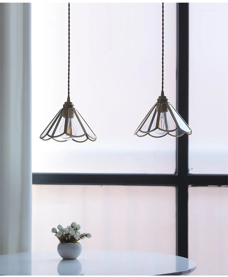 Retro Brass Glass Pendant Light