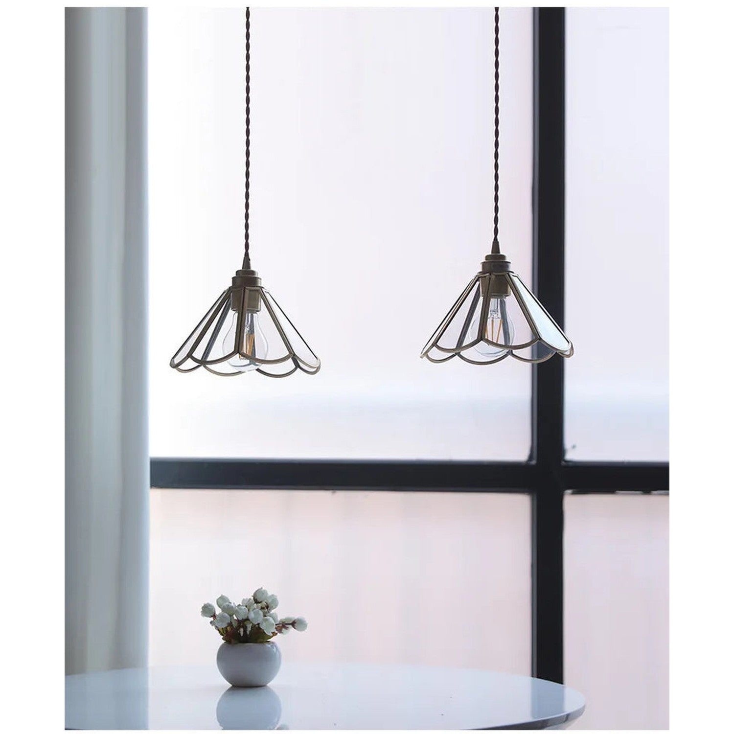 Retro Brass Glass Pendant Light