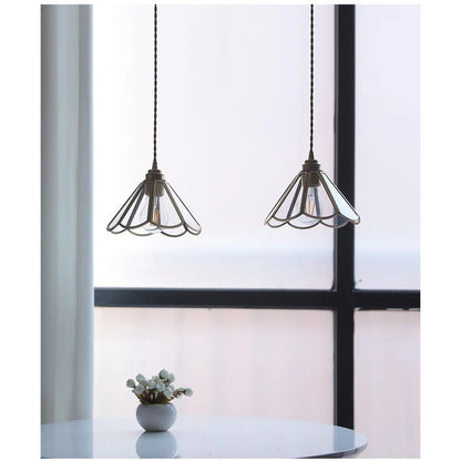 Retro Brass Glass Pendant Light