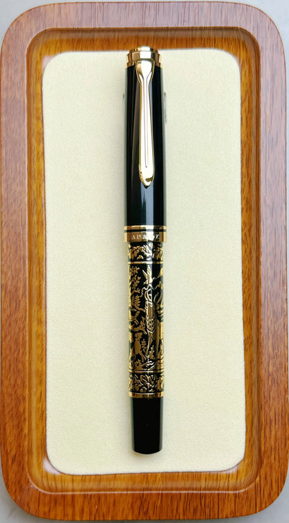 ADMOK J800 Piston Fountain Pen — Finely Carved Metal Body