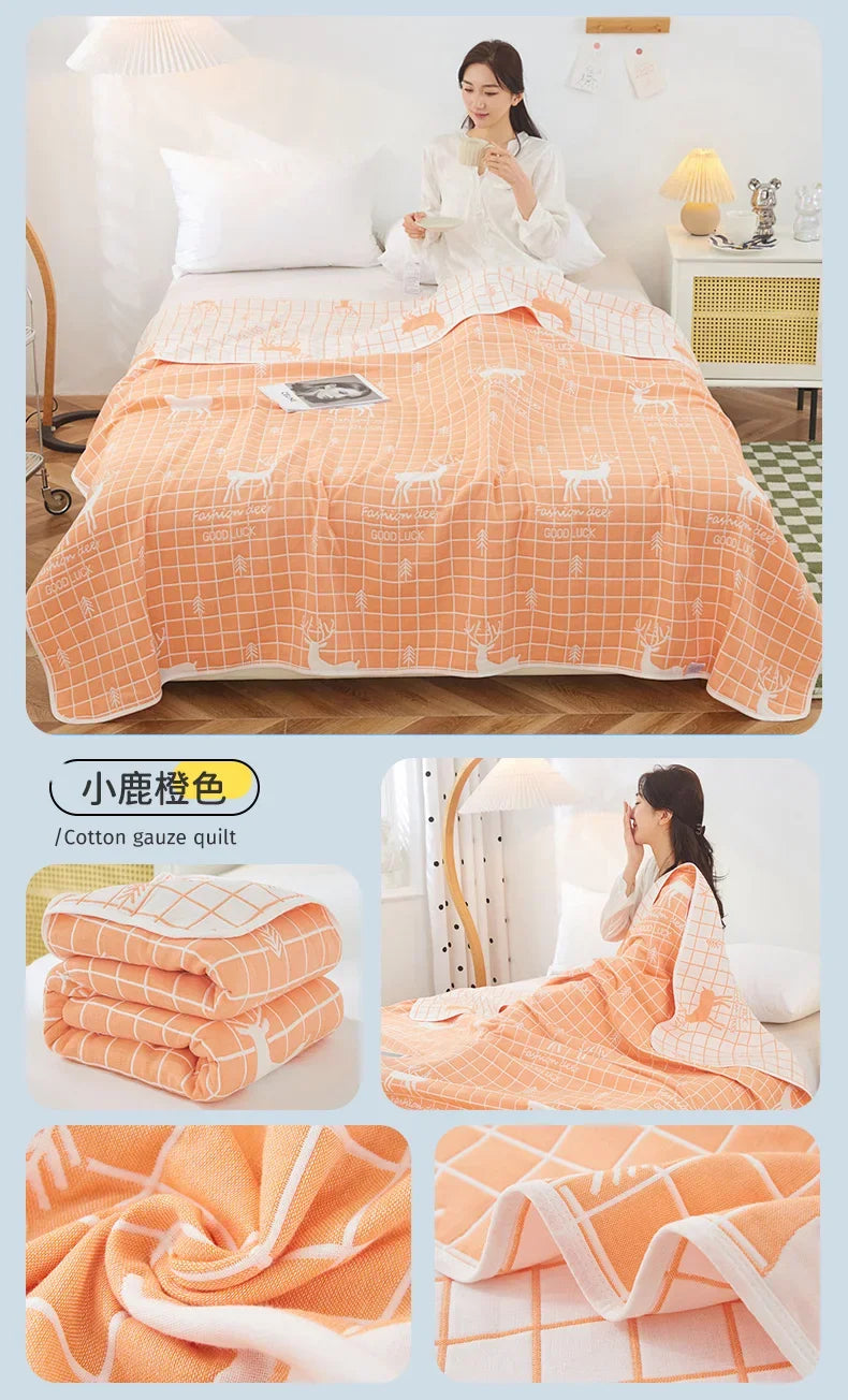 Cotton Gauze Summer Quilt — Plaid