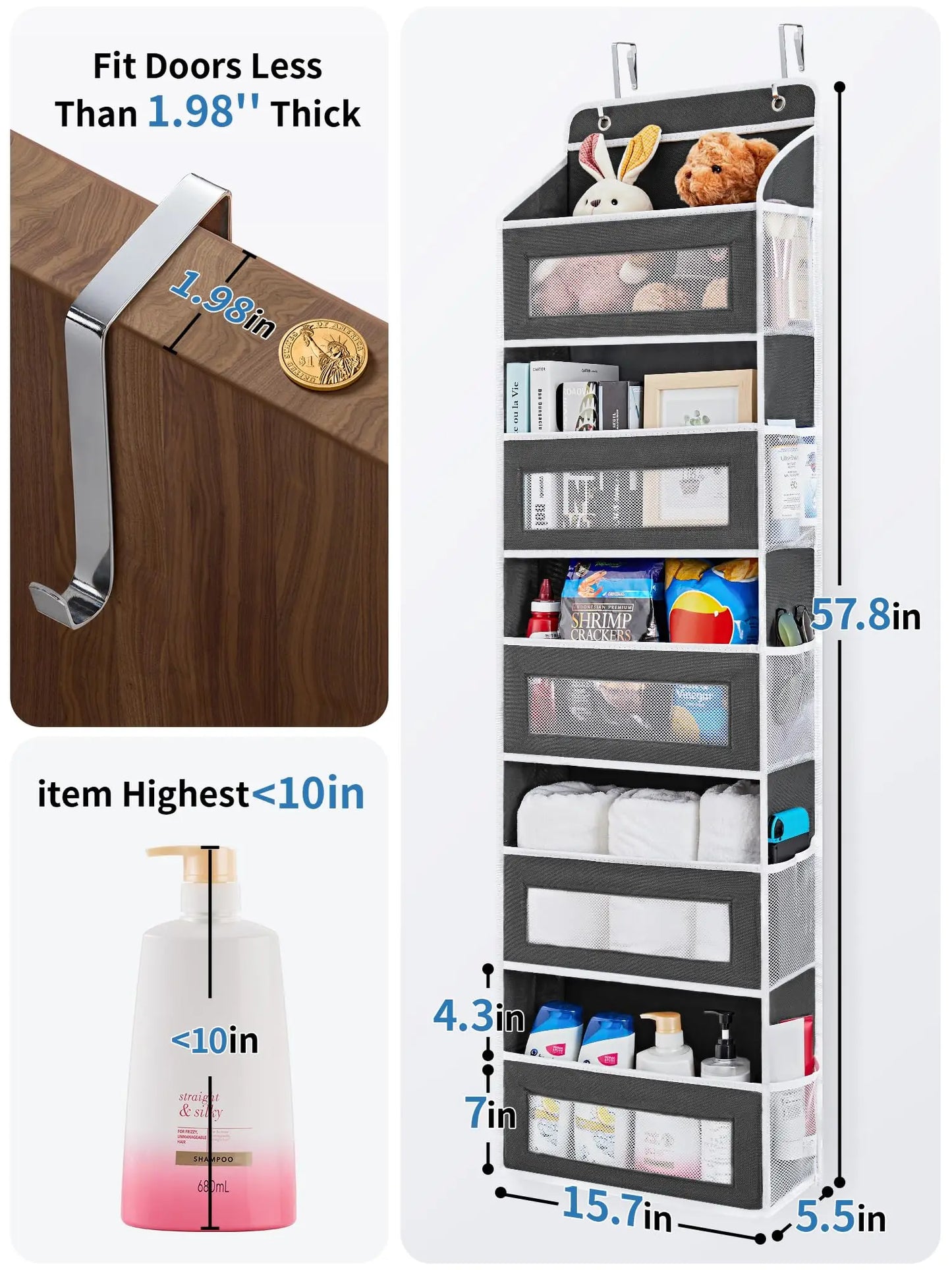 Over-the-Door 5-Shelf Fabric Organizer