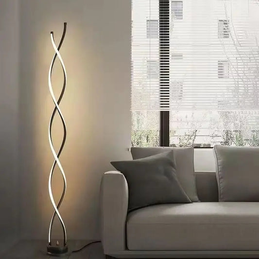 Spiral LED Floor Lamp — 48W Dimmable Corner Light with Remote Control