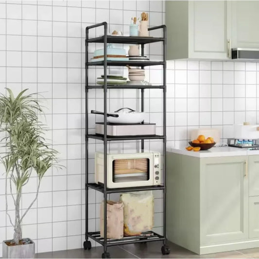 Kitchen storage cart for shelves - multi-level floor-standing household storage unit - bathroom shelf - microwave oven shelf
