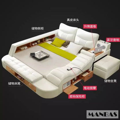 The Everything Bed — Upholstered Platform Bed with Drawers, LED Lighting &amp; Bluetooth Speaker