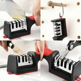 4-Stage Kitchen Knife Sharpener Tungsten Steel/Ceramic Sharpening System Handheld Sharpeners with Non Slip Base Kitchen Knives Jonine&