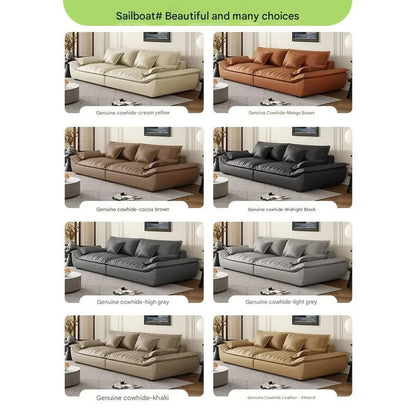 Luxury Genuine Leather Sofa — Designer Modular Living Room Seating