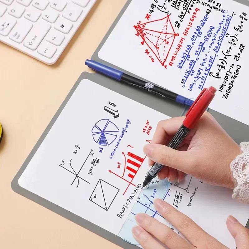 Write It, Wipe It, Repeat — Reusable Whiteboard Set with Blue Pen & Eraser