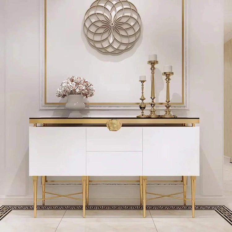 Modern Glass & Steel Sideboard Cabinet Jonine’s Corner
