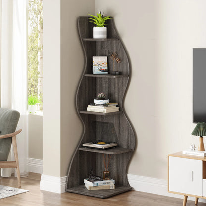 The Corner That Finally Does Something — Tribesigns 5-Tier Wall Corner Bookshelf & Plant Stand