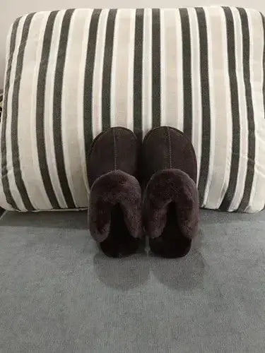 Natural shearing fur slippers Australian sheepskin and fur integrated slippers for men and women&