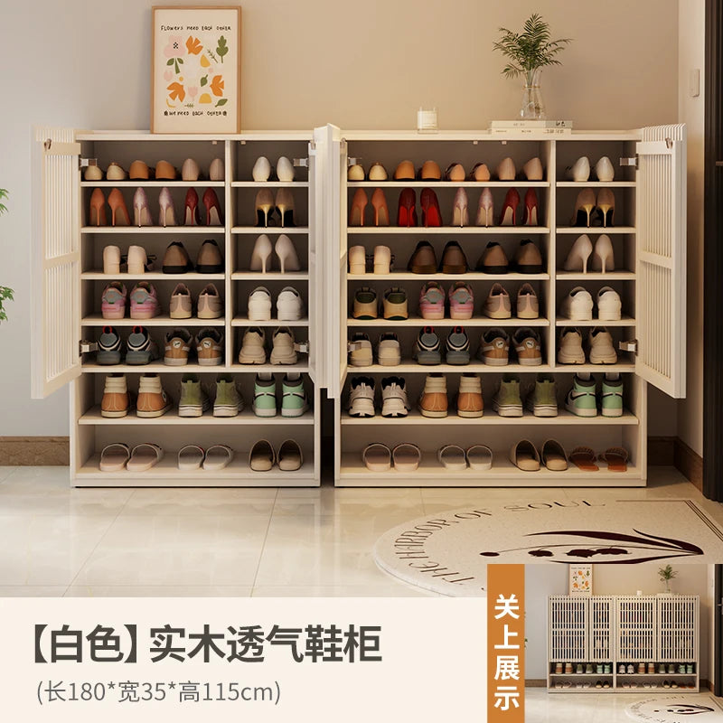 Vintage Luxury Wood Shoe Rack — Space-Saving Entryway Storage
