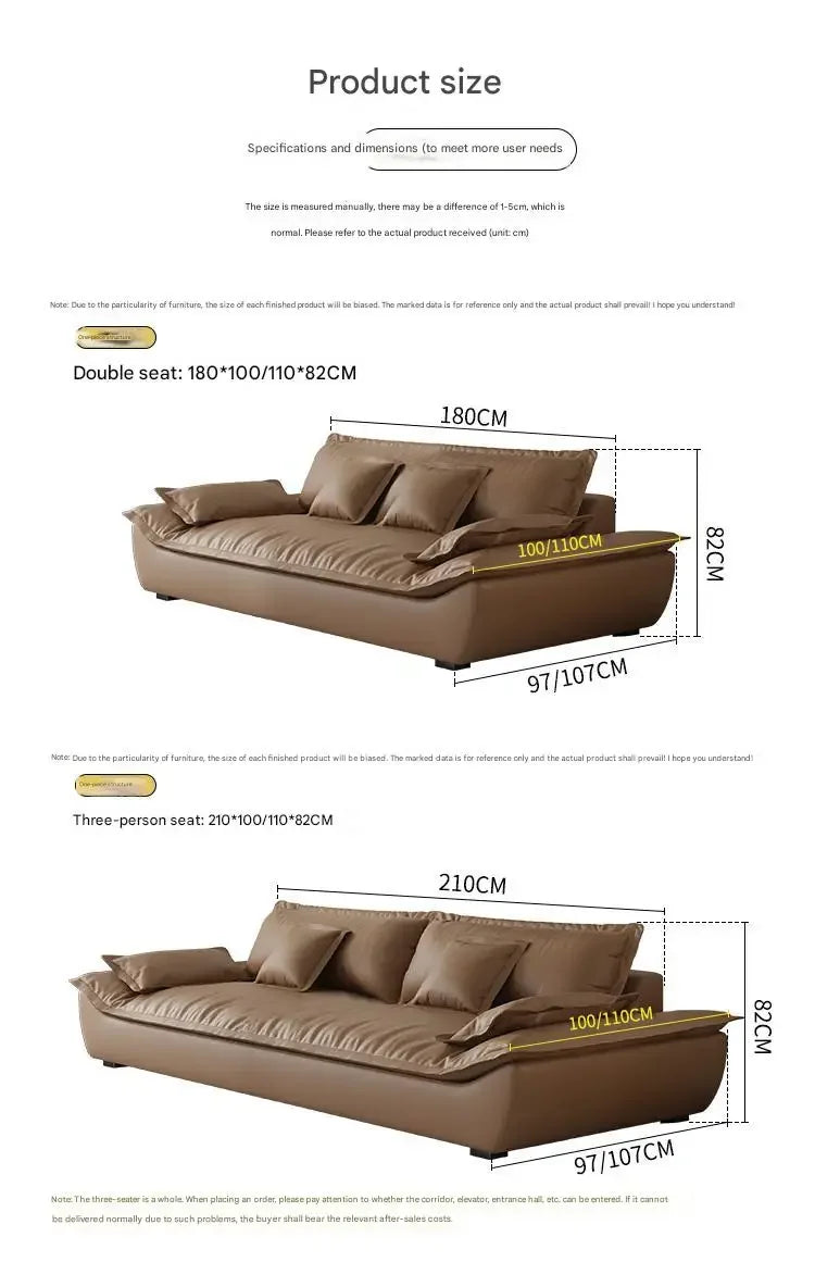 Luxury Genuine Leather Sofa — Designer Modular Living Room Seating