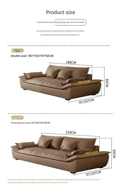 Luxury Genuine Leather Sofa — Designer Modular Living Room Seating
