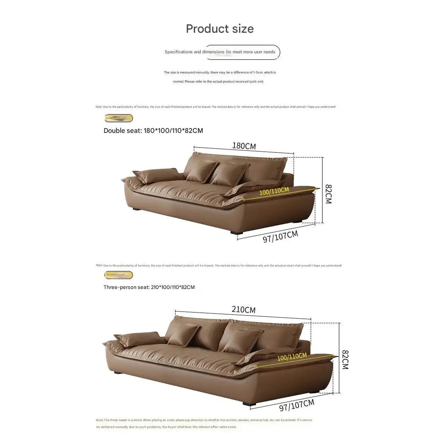 Luxury Genuine Leather Sofa — Designer Modular Living Room Seating