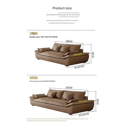 Luxury Genuine Leather Sofa — Designer Modular Living Room Seating