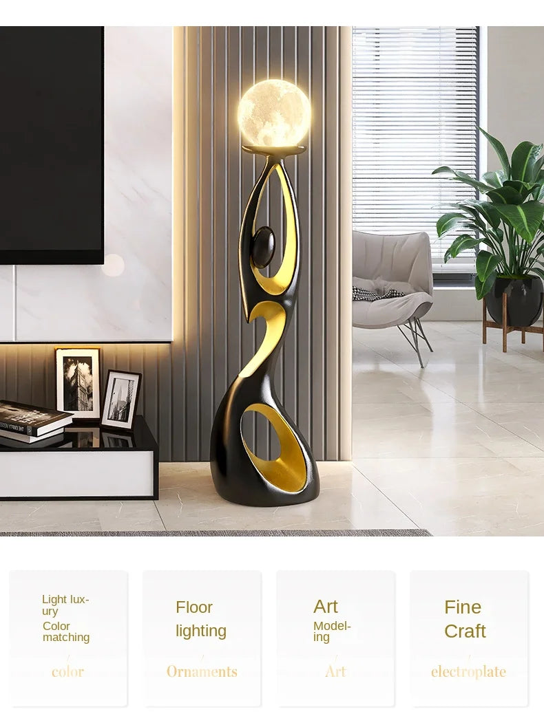 Movement Frozen in Time — Resin Floor Sculpture with Ambient Light